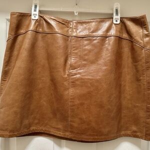 Gap y2k Vintage Leather Skirt Cognac Size 16 Miniskirt